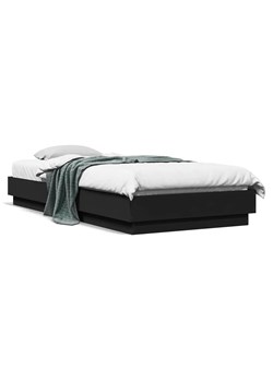 Czarne łóżko ze stelażem i oświetleniem LED 90x200 - Surlei ze sklepu Edinos.pl w kategorii Łóżka i materace - zdjęcie 173447468