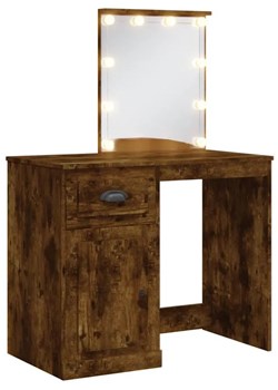 Toaletka kosmetyczna z lustrem podświetlanym przydymiony dąb H4-G92 ze sklepu Edinos.pl w kategorii Dom - zdjęcie 173447568