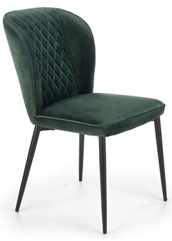 Krzesło welurowe pikowane Wilhelm - ciemnozielone ze sklepu Edinos.pl w kategorii Krzesła - zdjęcie 173447766