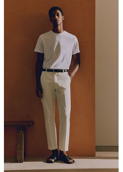 H & M - Bawełniane spodnie Slim Fit - Biały ze sklepu H&M w kategorii Spodnie męskie - zdjęcie 173452897