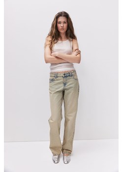 H & M - Straight Low Jeans - Beżowy ze sklepu H&M w kategorii Jeansy damskie - zdjęcie 173452959