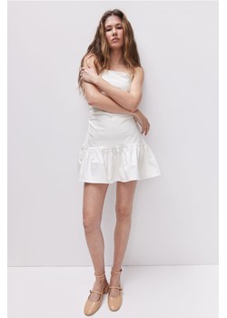 H & M - Marszczona sukienka satynowa - Biały ze sklepu H&M w kategorii Sukienki - zdjęcie 173452996