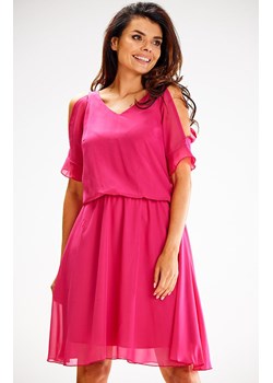 Przewiewna letnia sukienka w kolorze fuskji A656, Kolor fuksja, Rozmiar L, Awama ze sklepu Primodo w kategorii Sukienki - zdjęcie 173453796