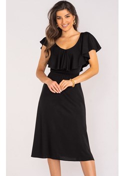 Sukienka midi z falbaną czarna A659, Kolor czarny, Rozmiar L, Awama ze sklepu Primodo w kategorii Sukienki - zdjęcie 173453806