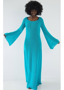 Długa ażurowa sukienka niebieska F1870, Kolor niebieski, Rozmiar S/M, Fobya ze sklepu Primodo w kategorii Sukienki - zdjęcie 173453896