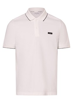 Calvin Klein Męska koszulka polo Mężczyźni Bawełna biały jednolity ze sklepu vangraaf w kategorii T-shirty męskie - zdjęcie 173455578