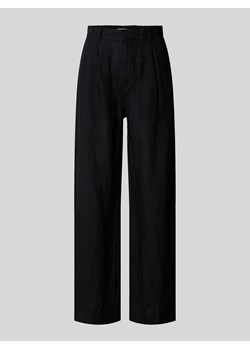 Spodnie lniane o kroju regular fit z zakładkami w pasie model ‘DENISE’ ze sklepu Peek&Cloppenburg  w kategorii Spodnie damskie - zdjęcie 173459827