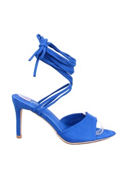 Sandałki na szpilce wiązane Gennaro Blue niebieskie ze sklepu ButyModne.pl w kategorii Sandały damskie - zdjęcie 173462089