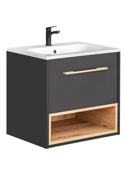 Podwieszana szafka łazienkowa z umywalką - Ketris 2S 60 cm ze sklepu Edinos.pl w kategorii Szafki i regały łazienkowe - zdjęcie 173463985