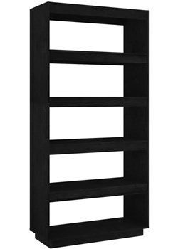 Czarny regał drewniany z 5 półkami R3-C87 ze sklepu Edinos.pl w kategorii Dom - zdjęcie 173464996