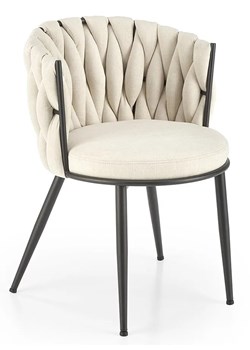 Beżowe tapicerowane designerskie krzesło - Trenza ze sklepu Edinos.pl w kategorii Krzesła - zdjęcie 173465179