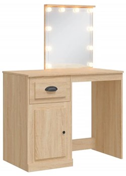 Toaletka z lustrem podświetlanym i szafką dąb sonoma N9-W04 ze sklepu Edinos.pl w kategorii Dom - zdjęcie 173465346