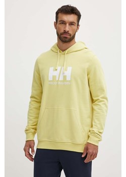 Helly Hansen bluza bawełniana HH LOGO HOODIE męska kolor żółty z kapturem z aplikacją 33977 ze sklepu PRM w kategorii Bluzy męskie - zdjęcie 173466195