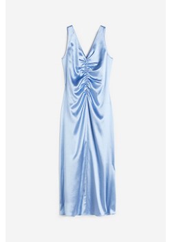 H & M - Satynowa sukienka z marszczeniem - Niebieski ze sklepu H&M w kategorii Sukienki - zdjęcie 173466397