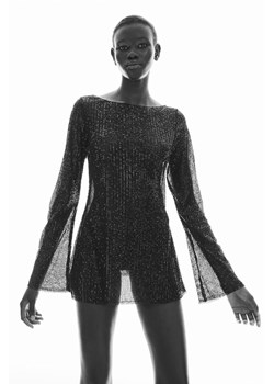 H & M - Top z siateczki z cekinami - Czarny ze sklepu H&M w kategorii Bluzki damskie - zdjęcie 173466419