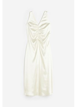 H & M - Satynowa sukienka z marszczeniem - Biały ze sklepu H&M w kategorii Sukienki - zdjęcie 173466439