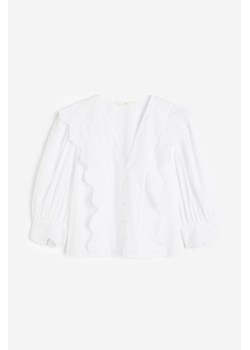 H & M - Bluzka z haftem angielskim - Biały ze sklepu H&M w kategorii Bluzki damskie - zdjęcie 173466456