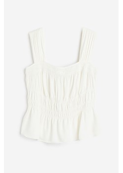 H & M - Elastycznie marszczony top - Biały ze sklepu H&M w kategorii Bluzki damskie - zdjęcie 173466496