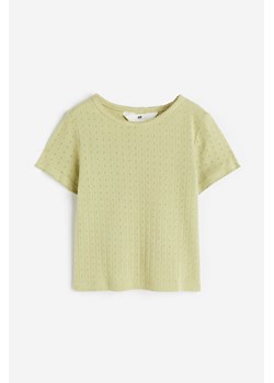 H & M - Prążkowany top z pikotkami - Zielony ze sklepu H&M w kategorii T-shirty chłopięce - zdjęcie 173466506