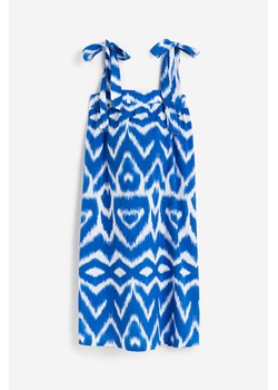 H & M - Bawełniana sukienka na wiązanych ramiączkach - Niebieski ze sklepu H&M w kategorii Sukienki - zdjęcie 173466515