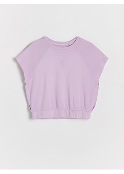 Reserved - T-shirt z wycięciem - fioletowy ze sklepu Reserved w kategorii Bluzki dziewczęce - zdjęcie 173467338