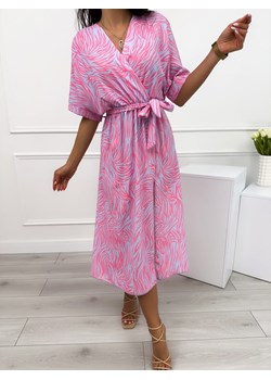 Błękitno-Różowa Sukienka z Rozporkiem ze sklepu ModnaKiecka.pl w kategorii Sukienki - zdjęcie 173468326