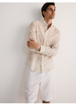 Reserved - Bawełniana koszula slim fit - beżowy ze sklepu Reserved w kategorii Koszule męskie - zdjęcie 173469539