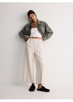 Reserved - Spodnie culotte z wiskozą - beżowy ze sklepu Reserved w kategorii Spodnie damskie - zdjęcie 173470415