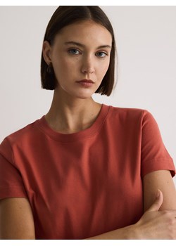Reserved - T-shirt z bawełnianej tkaniny - miedziany ze sklepu Reserved w kategorii Bluzki damskie - zdjęcie 173470589