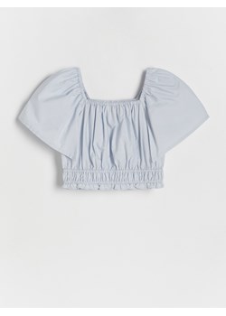Reserved - Gładka bluzka z bufkami - jasnoniebieski ze sklepu Reserved w kategorii Bluzki dziewczęce - zdjęcie 173470925