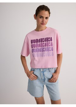 Reserved - T-shirt boxy z nadrukiem - pastelowy róż ze sklepu Reserved w kategorii Bluzki damskie - zdjęcie 173471029