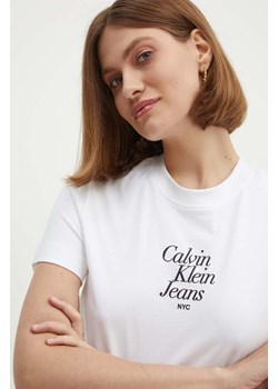 Calvin Klein Jeans t-shirt bawełniany damski kolor biały J20J224890 ze sklepu ANSWEAR.com w kategorii Bluzki damskie - zdjęcie 173473346