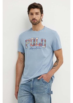 Polo Ralph Lauren t-shirt bawełniany męski kolor niebieski z aplikacją 710941855 ze sklepu ANSWEAR.com w kategorii T-shirty męskie - zdjęcie 173473449