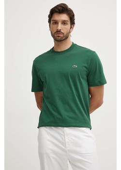Lacoste t-shirt bawełniany męski kolor zielony gładki ze sklepu ANSWEAR.com w kategorii T-shirty męskie - zdjęcie 173473639