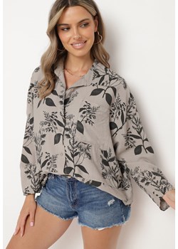 Ciemnobeżowa Wiskozowa Koszula z Dłuższym Tyłem Eframla ze sklepu Born2be Odzież w kategorii Koszule damskie - zdjęcie 173473848