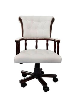 Biały tapicerowany fotel obrotowy - Amiri ze sklepu Edinos.pl w kategorii Krzesła biurowe - zdjęcie 173476439