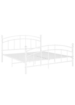 Białe metalowe łóżko małżeńskie 180x200 cm - Serafi ze sklepu Edinos.pl w kategorii Łóżka i materace - zdjęcie 173476585