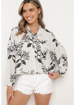 Jasnoszara Wiskozowa Koszula z Dłuższym Tyłem Eframla ze sklepu Born2be Odzież w kategorii Koszule damskie - zdjęcie 173476755