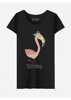 WOOOP Koszulka &quot;Flamingo Skater&quot; w kolorze czarnym ze sklepu Limango Polska w kategorii Bluzki damskie - zdjęcie 173477048