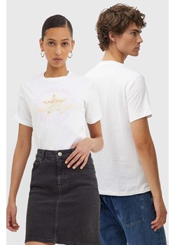 Converse t-shirt bawełniany kolor beżowy z nadrukiem 10026362-A01 ze sklepu ANSWEAR.com w kategorii Bluzki damskie - zdjęcie 173478538
