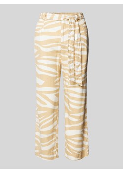 Spodnie lniane z szeroką,skróconą nogawką ze sklepu Peek&Cloppenburg  w kategorii Spodnie damskie - zdjęcie 173478756