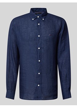 Koszula lniana o kroju regular fit z kołnierzykiem typu button down ze sklepu Peek&Cloppenburg  w kategorii Koszule męskie - zdjęcie 173478838