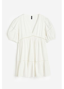 H & M - Obszerna sukienka z koronkowym detalem - Biały ze sklepu H&M w kategorii Sukienki - zdjęcie 173478965