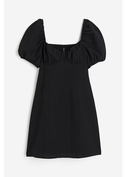 H & M - Krepowana sukienka z bufiastym rękawem - Czarny ze sklepu H&M w kategorii Sukienki - zdjęcie 173478978