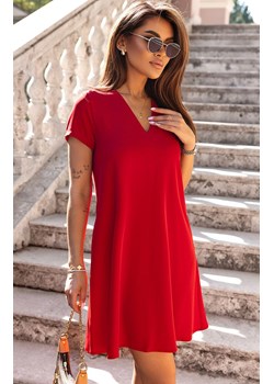 Rozkloszowana sukienka czerwona Lenissa 366, Kolor czerwony, Rozmiar L, Ivon ze sklepu Primodo w kategorii Sukienki - zdjęcie 173481215
