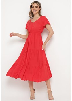 Czerwona Sukienka z Wiskozy Folky ze sklepu Born2be Odzież w kategorii Sukienki - zdjęcie 173498259