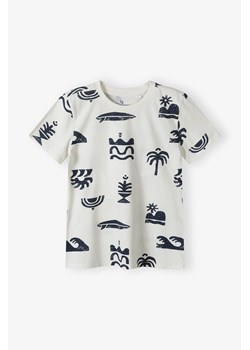 T-shirt bawełniany biały w wakacyjne nadruki - Lincoln&Sharks ze sklepu 5.10.15 w kategorii T-shirty chłopięce - zdjęcie 173499498