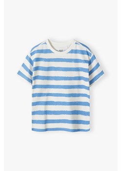 Bawełniany t-shirt w biało - niebieskie paski - Limited Edition ze sklepu 5.10.15 w kategorii T-shirty chłopięce - zdjęcie 173499506