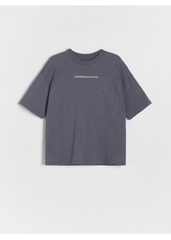 Reserved - Bawełniany t-shirt oversize - ciemnoszary ze sklepu Reserved w kategorii T-shirty chłopięce - zdjęcie 173500368