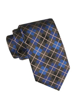 Męski Krawat - Angelo di Monti - Kratka, Odcienie Niebieskiego i Brązów KRADM2143 ze sklepu JegoSzafa.pl w kategorii Krawaty - zdjęcie 173500835